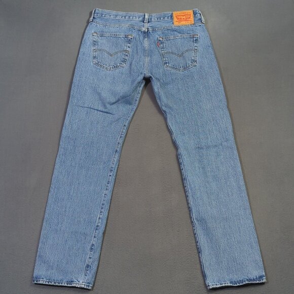 Levi's Jeans Men's 34x34 Fits 34x32 Blue 501 Straight Button Fly Denim - Picture 2 of 11